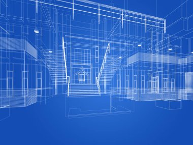 dahili salonun tasarımı, 3D görüntüleme