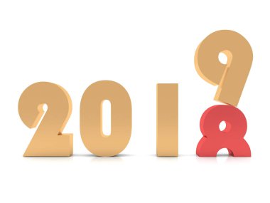 Mutlu yeni yıl 2019. Altın 3d