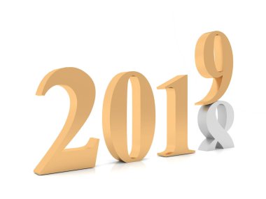 Mutlu yeni yıl 2019. Altın 3d