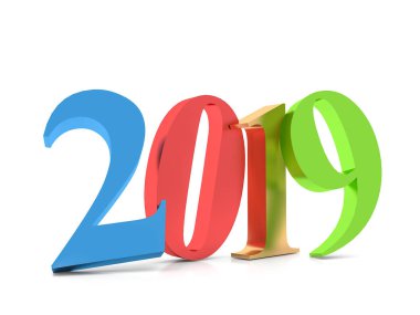 Mutlu yeni yıl 2019 renkli, 3d render