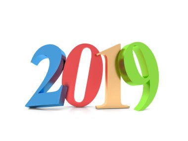Mutlu yeni yıl 2019 renkli, 3d render