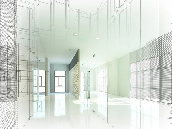 Sketch Design Interior Hall Rendering — Stock Photo, Image