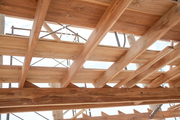 wood structure of house under construction