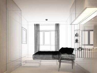 Oturma odasının tasarımı, 3D görüntüleme