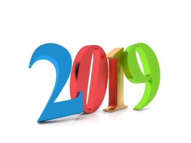 Mutlu yeni yıl 2019 renkli, 3d render