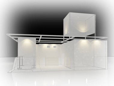 exchibition köşk, 3d render tasarım kroki