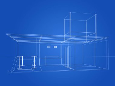 exchibition köşk, 3d render tasarım kroki