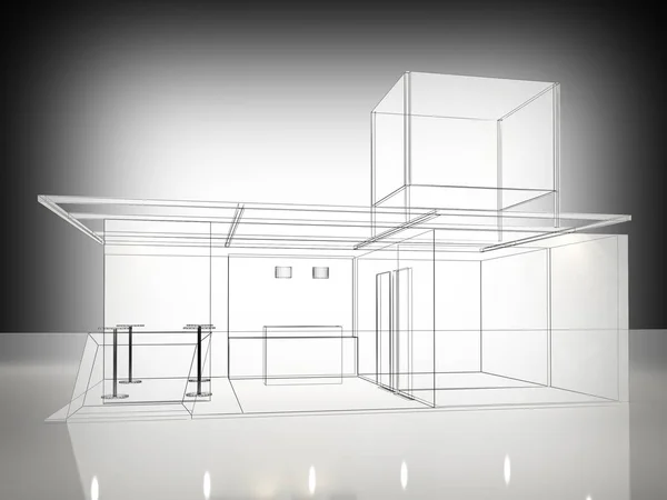 sketch design of exchibition kiosk, 3d rendering