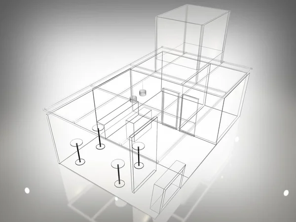 Exchibition Köşk Render Tasarım Kroki — Stok fotoğraf