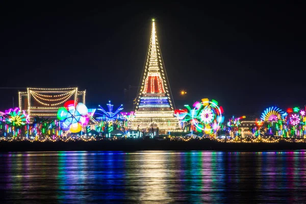 Vacker Belysning Phra Samut Chedi Samut Prakan Thailand — Stockfoto