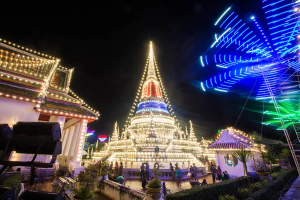 Lampu Indah Phra Samut Chedi Samut Prakan Thailand — Stok Foto