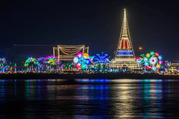 Vacker Belysning Phra Samut Chedi Samut Prakan Thailand — Stockfoto