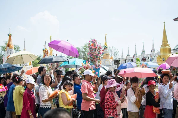 Samutprakarn Listopada 2018 Parada Kathin Festival Ludzie Zabawy Gry Tajski — Zdjęcie stockowe