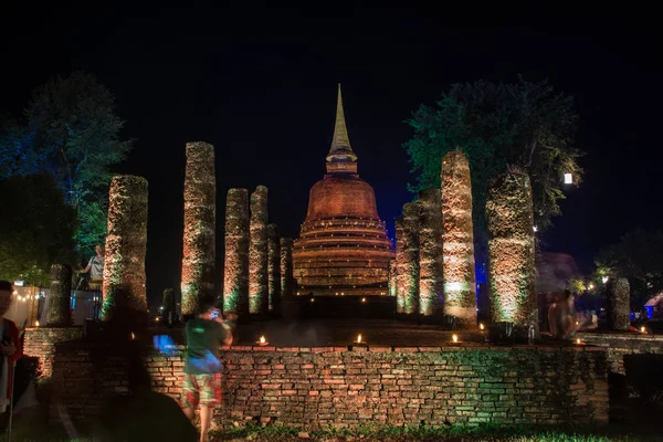 Sukhothai November 2018 Den Ljusa Färgen Sukhothai Lamplighter Loy Kratong — Stockfoto