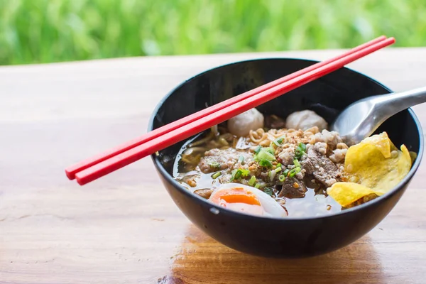 Thai Noodles Tomyum Soft Boiled Egg — Stock Photo, Image