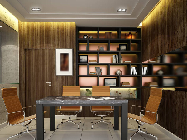 sketch design of interior conference room, 3d rendering