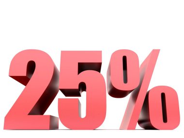 Yirmi beş yüzde %25 sembolü .3d işleme