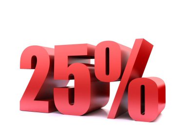 Yirmi beş yüzde %25 sembolü .3d işleme
