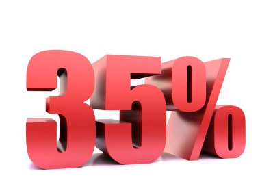 Otuz beş yüzde %35 sembolü .3d işleme