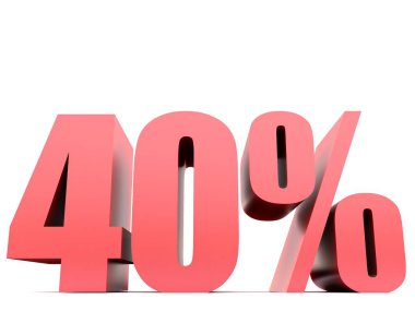 yüzde kırk %40 sembolü .3d işleme