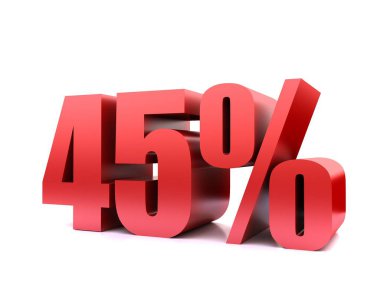 Kırk beş yüzde %45 sembolü .3d işleme