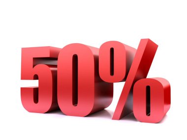 elli yüzde %50 sembolü .3d işleme