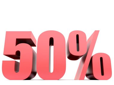 elli yüzde %50 sembolü .3d işleme