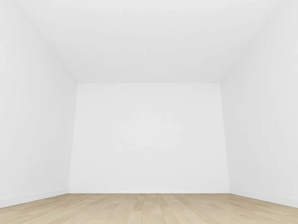 Empty Room White Wall Wood Floor Interior — Stock Photo, Image