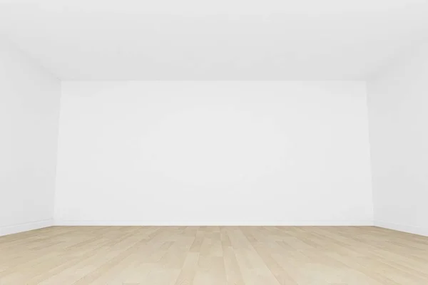 Chambre Vide Mur Blanc Avec Parquet Intérieur — Photo