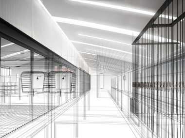 dahili salonun tasarımı, 3D görüntüleme