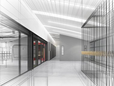 dahili salonun tasarımı, 3D görüntüleme