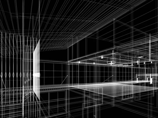 内部ホールのスケッチデザイン3Dレンダリング — ストック写真