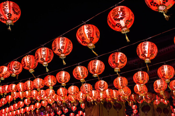 Chinese new year lanterns in chinatown,Thailand