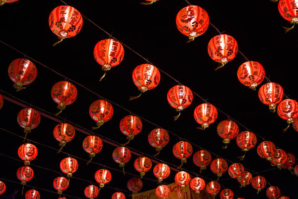 Chinese new year lanterns in chinatown,Thailand