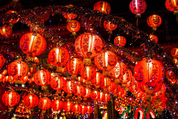Chinese new year lanterns in chinatown,Thailand