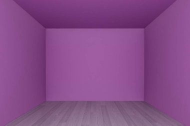boş oda, ahşap zemin ile mor duvar, 3d iç