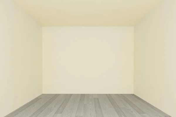 Boş oda, ahşap zemin ile krem duvar, 3d iç — Stok fotoğraf