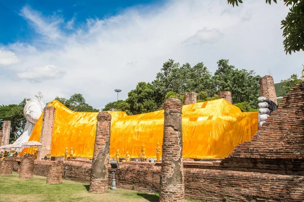 Spící Buddha (Wat Khun Inthapramun) Ang Thong provincie, thajština — Stock fotografie