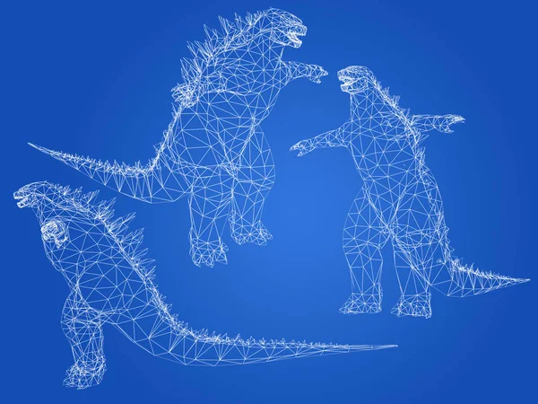 Godzilla König der Monster, 3D-Darstellung — Stockfoto