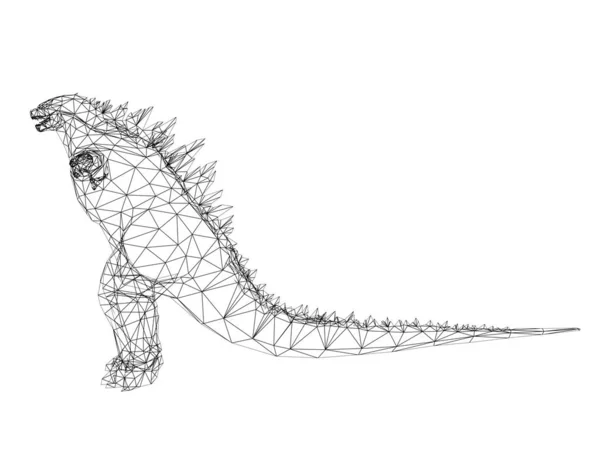 Godzilla król z potworami, renderowanie 3D — Zdjęcie stockowe