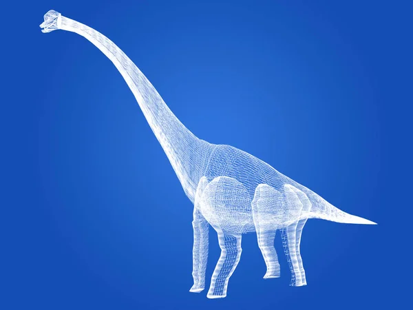 Diplodocus-Dinosaurier, 3D-Rendering-Drahtgestell — Stockfoto