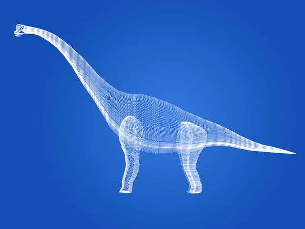 Diplodocus dinosaurios, 3d marco de alambre de renderizado —  Fotos de Stock