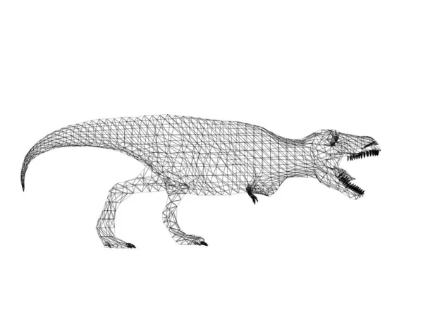 Tyrannosaurus dinosaurios, 3d renderizado marco de alambre —  Fotos de Stock