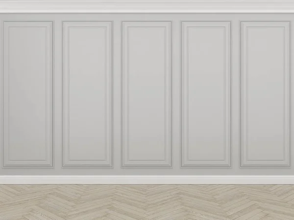 Mur gris classique avec plancher en bois, rendu 3d — Photo