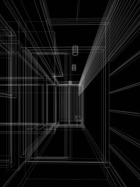 Terasın soyut çizim tasarımı, 3D görüntüleme 