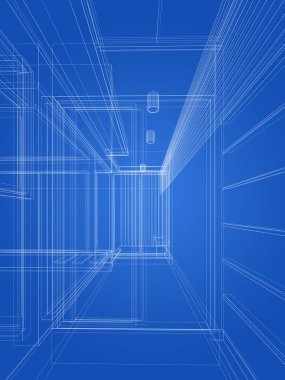 Terasın soyut çizim tasarımı, 3D görüntüleme 