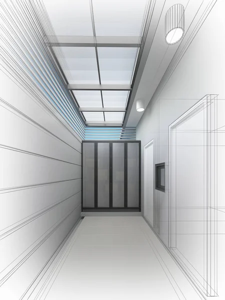 室内の抽象的なスケッチデザイン3Dレンダリング — ストック写真