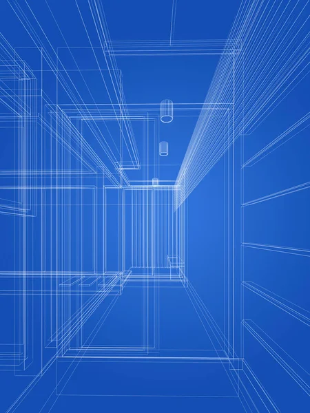 テラスの抽象的なスケッチデザイン3Dレンダリング — ストック写真
