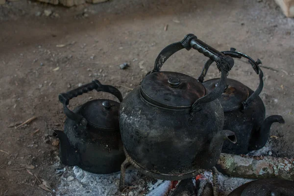 Traditionele Koffie Antieke Koffie Pot Crema Bij Doi Inthanon — Stockfoto