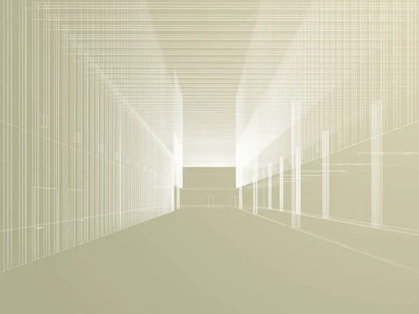 Szkic Projektu Wnętrza Hali Renderowanie — Zdjęcie stockowe